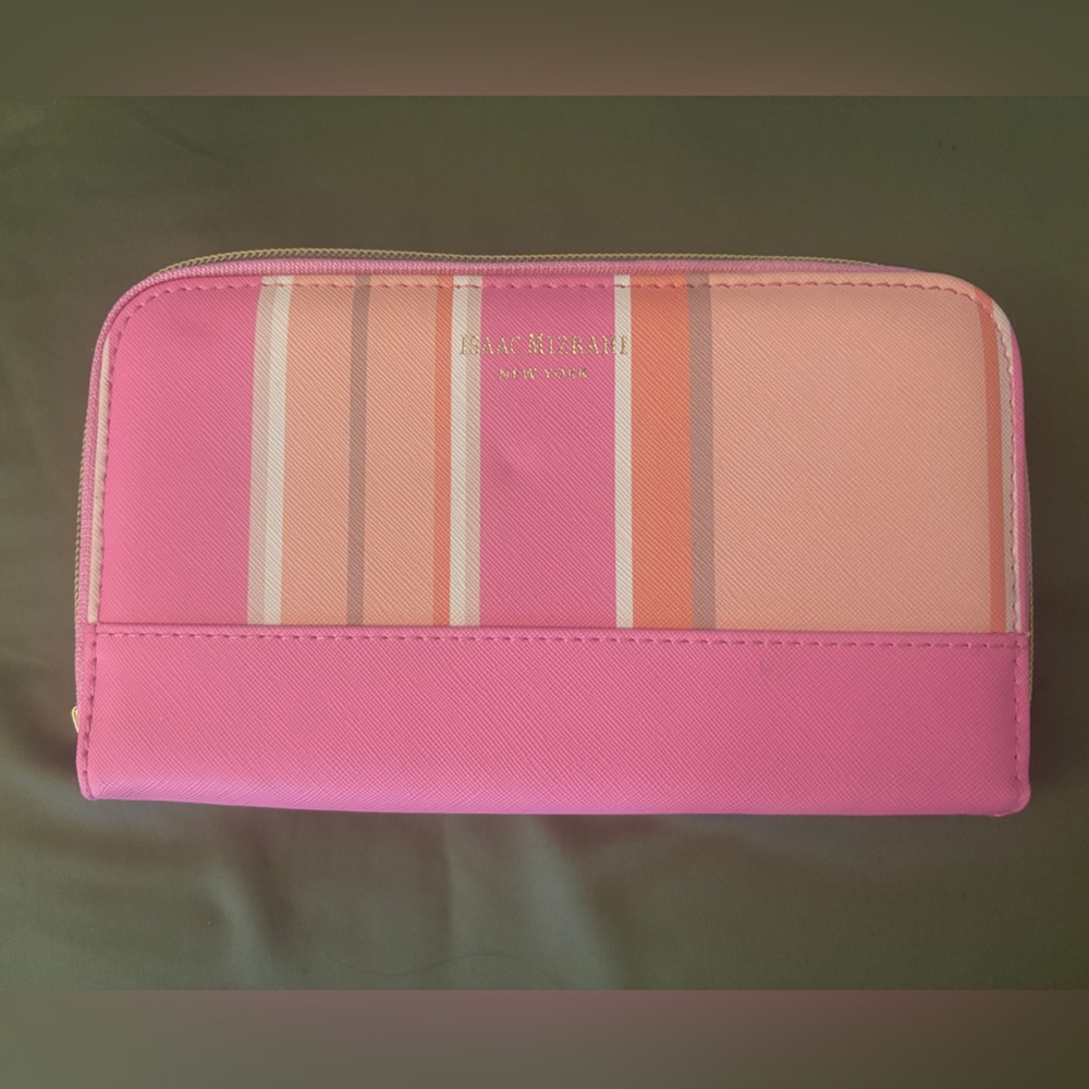 Isaac Misrahi Vibrant Pink and Peach Makeup Travel Zip